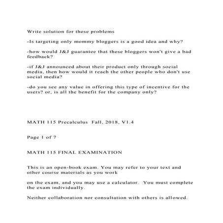 Write solution for these problems -Is targeting only mommy blo.docx