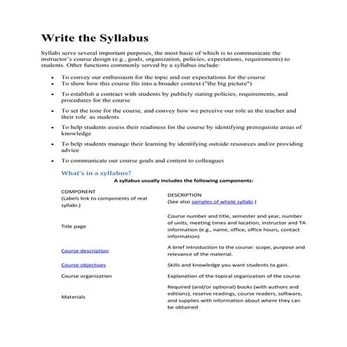 Write the syllabus