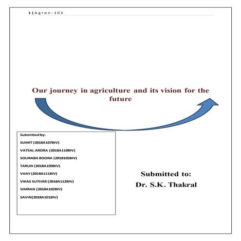 India's journey in agriculture and the vision for the future