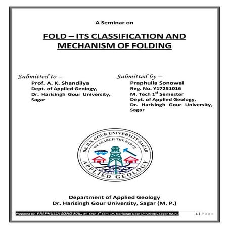 Fold, its element, classification & Mechanism 