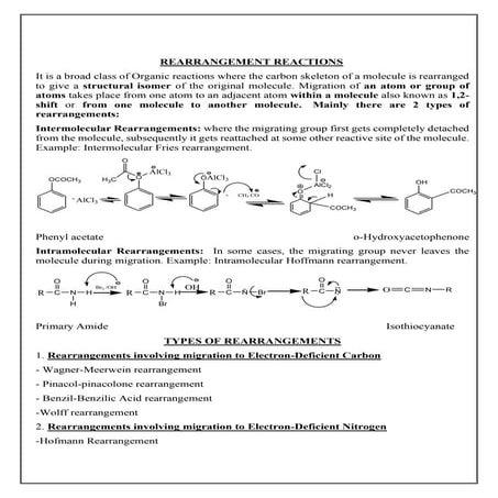 WRITE UP ON REARRANGEMENT REACTION PDF NOTES