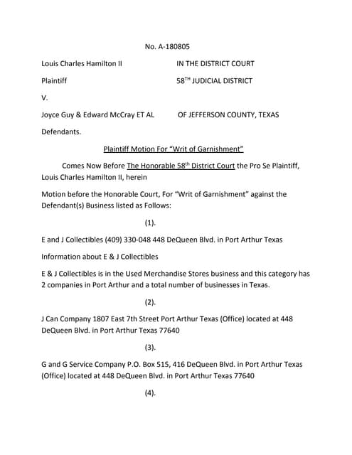 Writ for garnishment