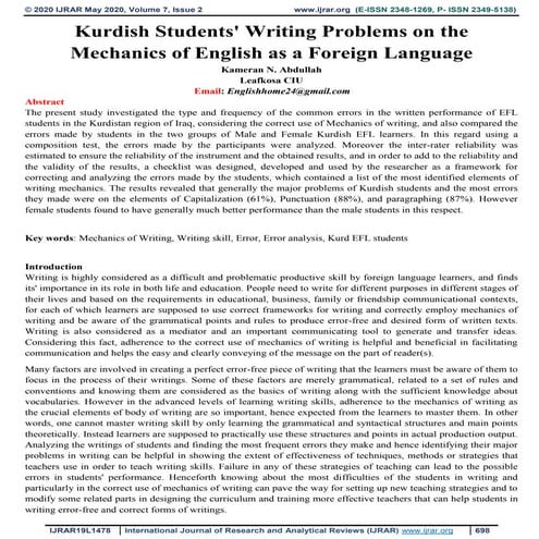 An Analysis Of Undergraduate Saudi EFL Female Students Errors In ...