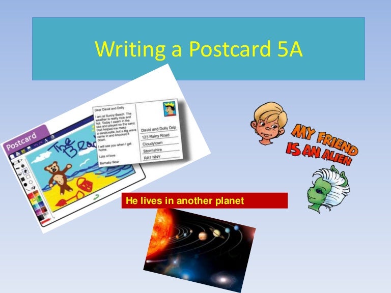 Writing a postcard 5 a