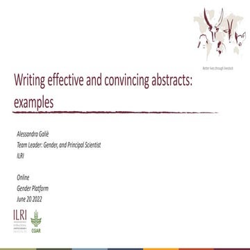 Writing effective and convincing abstracts: Examples