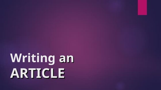 How to Write an Article | PPT