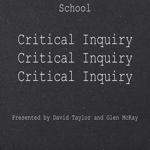 Writing Critical Inquiry   David Taylor