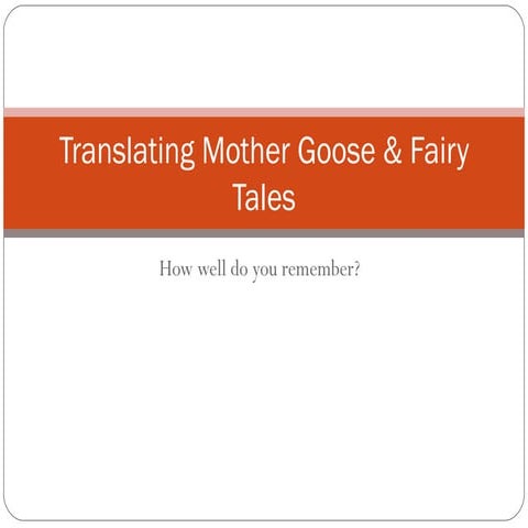 Fairy Tales - Translate the Titles