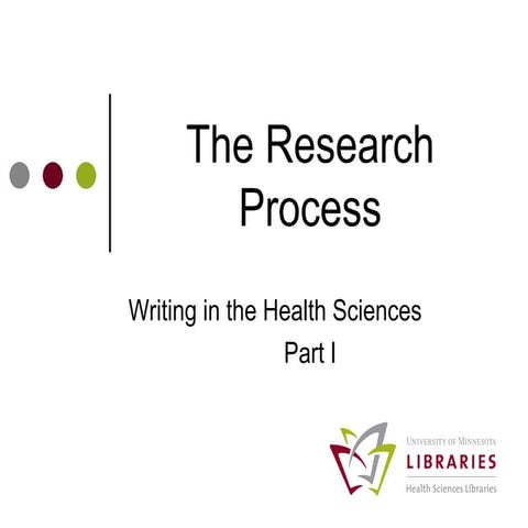 Writing In The Health Sciences: The Research Process
