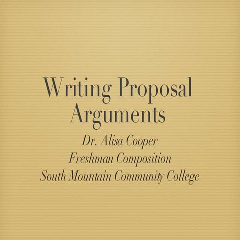 Writing Proposal Arguments