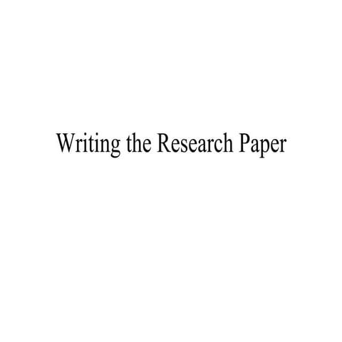 Writing The Research Paper