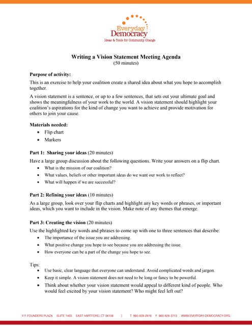 Writing a Vision Statement Meeting ...