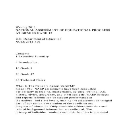 Writing Assessment Framework 2011 NAEP | PPTX