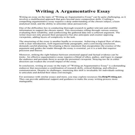 Writing A Argumentative Essay
