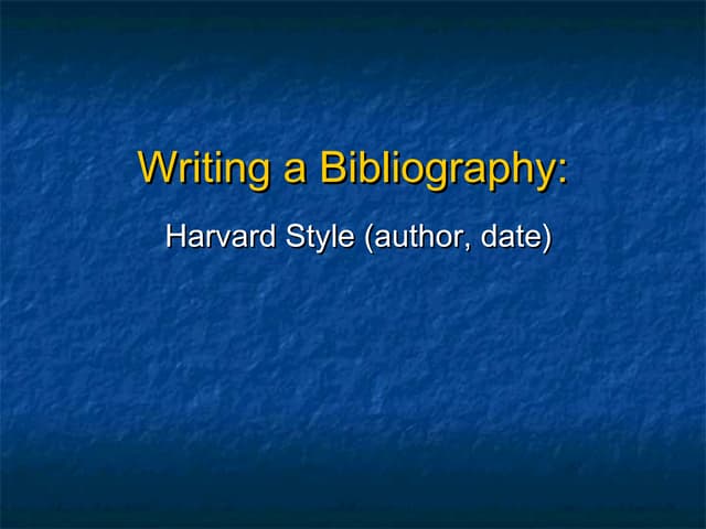 Writing a bibliography