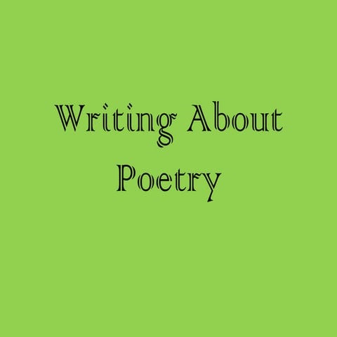 Writing about poetry