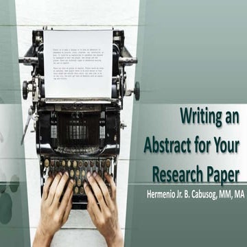 Writing an Abstract for your Research Paper