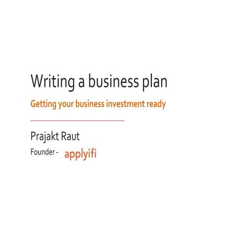 Writing  a business plan
