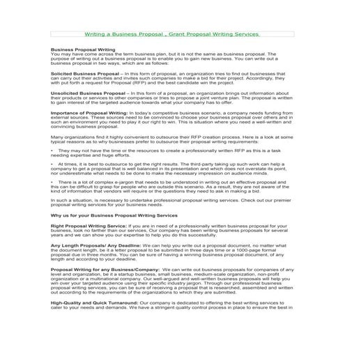 Writing A Business Proposal