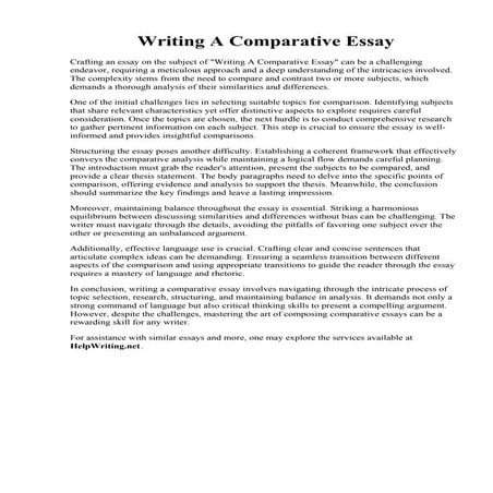 Writing A Comparative Essay