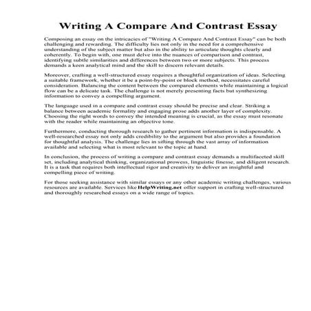 Writing A Compare And Contrast Essay