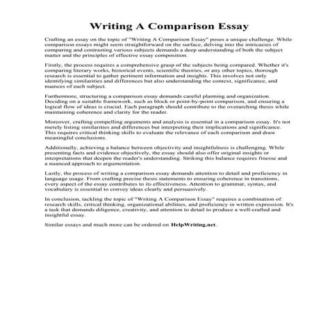 Writing A Comparison Essay. Descriptive essay: Comparison research paper example