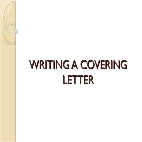 Writing a Covering Letter