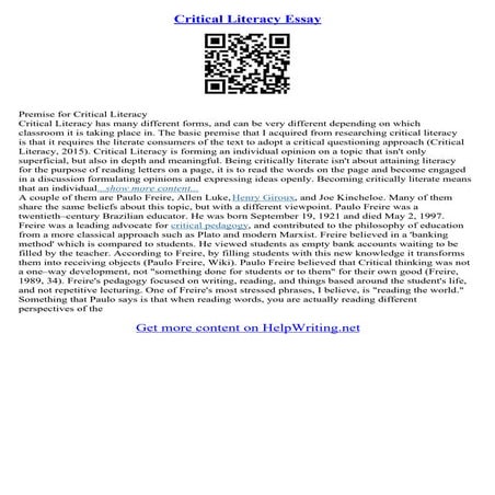 Writing A Critical Essay Sample | PDF