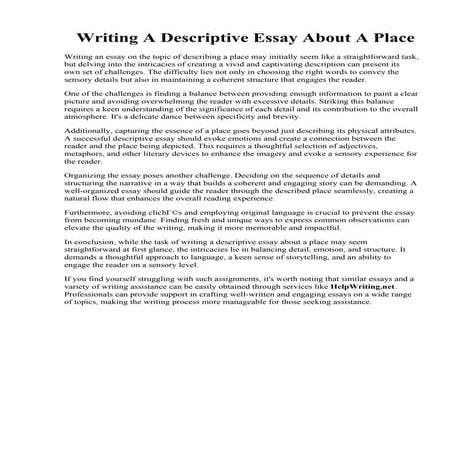 Writing A Descriptive Essay About A Place