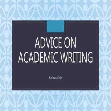 Writing advice 1