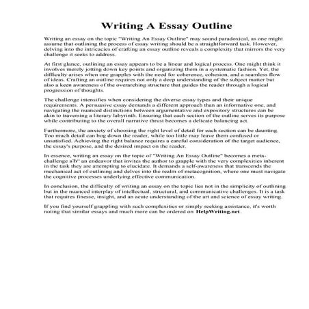 Writing A Essay Outline