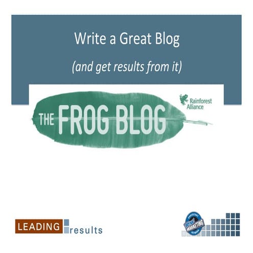 Writing a great blog - Webcast by Leading Results and ERPVAR