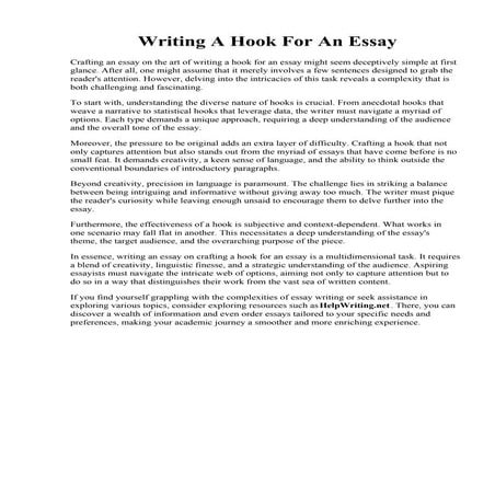 Writing A Hook For An Essay. Writing Hooks by Toni Orbase  TPT