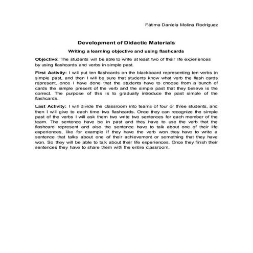 Writing a learning objective and using flashcards | DOCX | Education