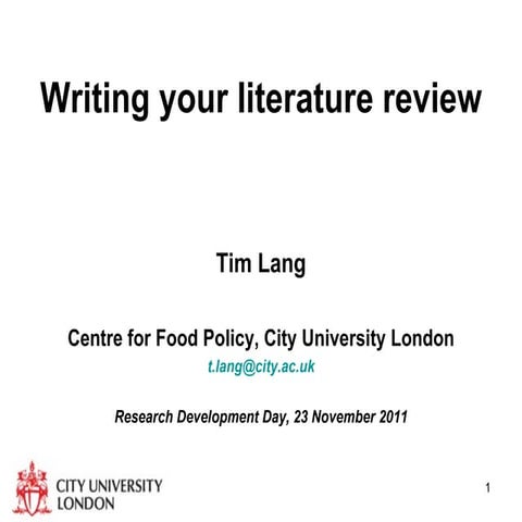 Writing a literature review by Tim Lang