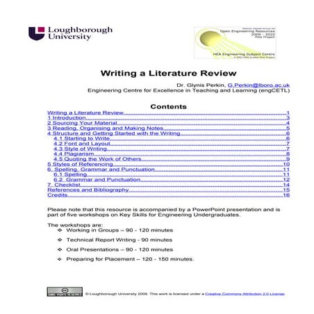 Writing a Literature Review- handout 