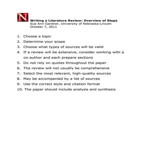 Writing a literature review handout 10 7-11