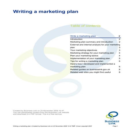 Writing a marketing plan