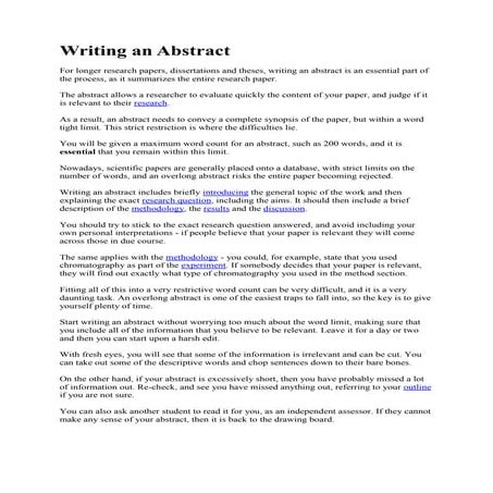 WRITING AN ABSTRACT