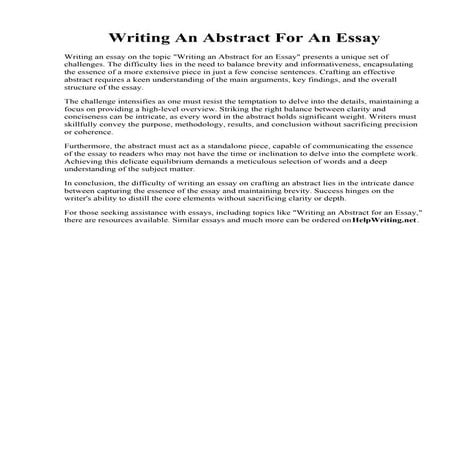 Writing An Abstract For An Essay. How to Write an Abstract: Key Features for ...