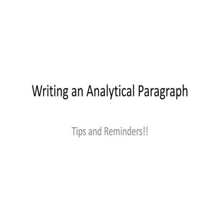 Writing An Analytical Paragraph
