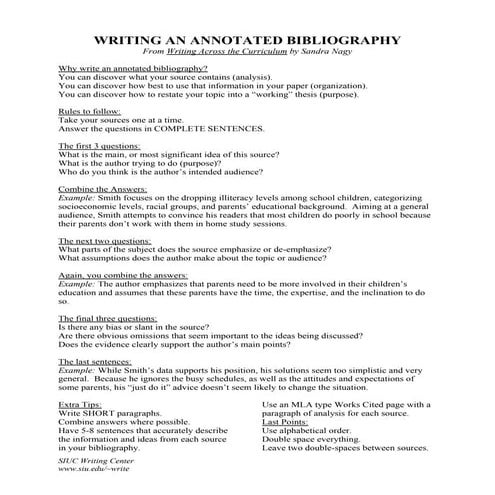 Writing an annotated bibliography