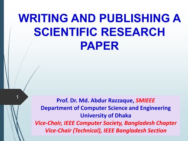 Writing and Publishing a Scientific Research Paper
