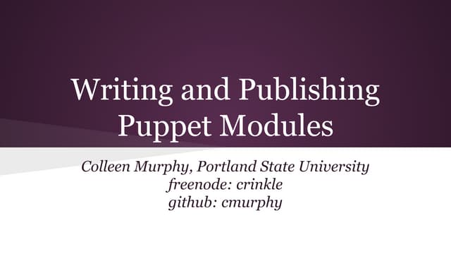 Writing and Publishing Puppet Modules