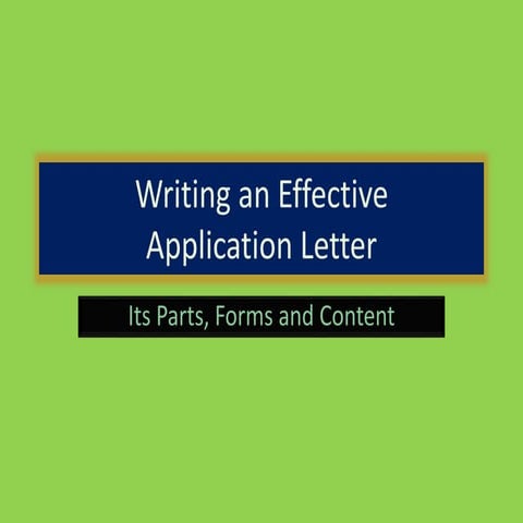 Writing an effective application letter