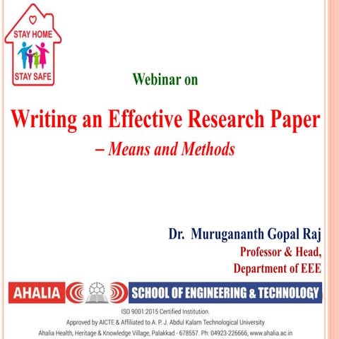 Writing an Effective Research Paper - Means and Methods