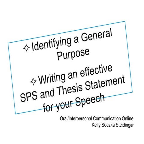 Writing an Effective SPS & Thesis