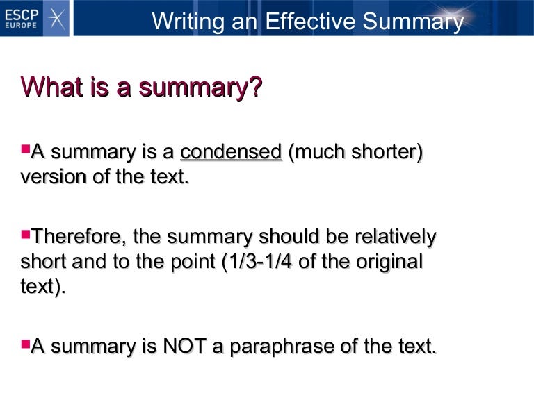 how to write an effective summary how to write an effective summary