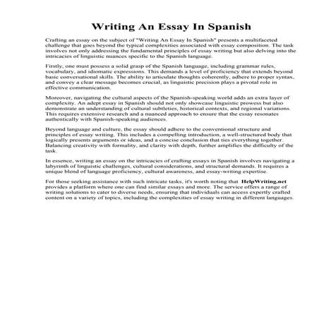 Writing An Essay In Spanish. Writing a good spanish essay - illustrationessay...