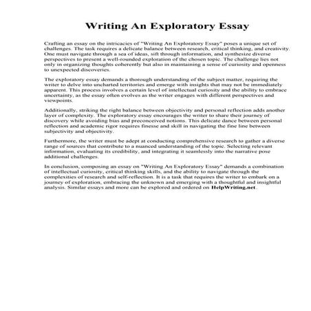 Writing An Exploratory Essay. Mississippi College | PDF
